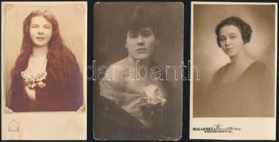 cca 1900-1920 Fiatal hölgyek műtermi fotói, 5 db fotólap, 13×8 cm