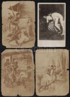 cca 1910-1920 Erotikus és pornó kép tétel, 9 db, közte 1 db fotólappal, 1 db fotóval, 7 db képpel, t...
