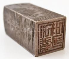 Hajós jelenetet ábrázoló, régi kínai acél pecsétnyomó, gazdagon díszített / Antique steel Chinese se...