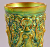 Zsolnay eozin mázas váza, lekopott jelzéssel, apró kopásokkal, m: 16 cm