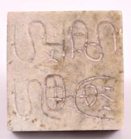 Macskát ábrázoló, régi márvány pecsétnyomó  / Antique marble Chinese seal maker with cat figure orna...