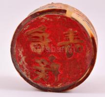 Sárkányt  és kakast ábrázoló, régi kínai fa pecsétnyomó, kézzel festett díszítéssel  / Antique Chine...