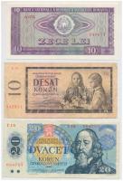 Vegyes 6db-os horvát, csehszlovák és bolgár bankjegy tétel T:II-III Mixed 6pcs Croatian, Czechoslovakian and Bulgarian banknote lot C:XF-F
