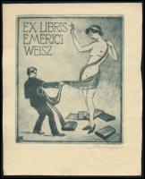 Bajor Ágost (1892-1958):Ex libris Emerici Weisz, rézkarc, papír, jelzett, 12,5×10,5 cm