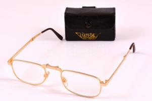 Összecsukható 2 dioptriás, kristályüveges, aranyozott szemüveg, bőr tokban