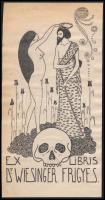 Sassy Attila (Aiglon) (1880-1967): Ex libris Dr. Wiesinger Frigyes, klisé, papír, jelzett a klisén, 12×6,5 cm