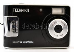 Technika SH-550T 5.0 mp digitális fényképezőgép, fekete műbőr-tokban, 5,5x8,5 cm