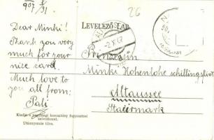 1907 Nagyláng (Soponya), Zichy kastély parkja + Prinzessin Maria Anna (Minki) Hohenlohe-Schillingsfü...