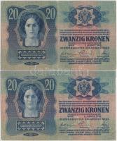 1913. 20K (4x) T:III,III- egyiken kis szakadás