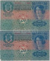 1913. 20K (4x) T:III,III- egyiken kis szakadás