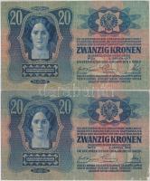 1913. 20K (4x) T:III,III- egyiken kis szakadás