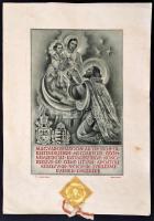 1938 XXXIV. Eucharisztikus Kongresszus és Szent István Király 900 jubileumi évének emléklap. Légrády Sándor grafikájával. Bp., Mojsza-nyomda, gyűrődésekkel.