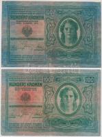 1912. 100K piros "MAGYARORSZÁG" körbélyegzővel + 1912. 100K piros "Deutschösterreich&...