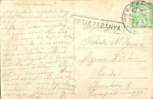 1912 Resicabánya, Resita; látkép az új evangélikus templommal, sínek, vasúti vonal / general view wi...