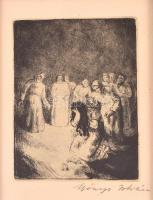 Szőnyi István (1894-1960): Gyász. Rézkarc, papír, jelzett, üvegezett keretben, 13×9 cm