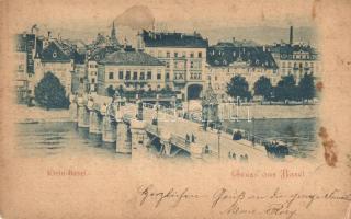 1899 Basel, Klein-Basel; Hotel du Rhin, White Cross Hotel, Hotel Krafft, bridge (EK)