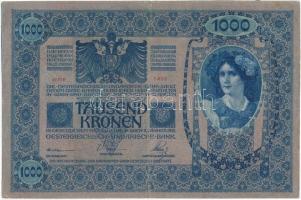1902. 1000K függőleges "Deutschösterreich" felülbélyegzéssel, mindkét oldala német T:III