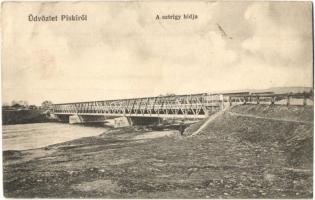 1912 Piski, Simeria; A Sztrigy folyó hídja. Kiadja Adler Arthur fényirdája / Strei river bridge, riverbank (EK)