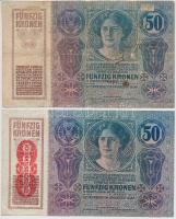 1914. 50K (3x) kettő piros, függőleges "DEUTSCHÖSTERREICH" felülbélyegzéssel T:III-IV