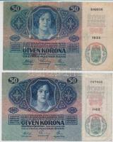 1914. 50K (3x) kettő piros, függőleges "DEUTSCHÖSTERREICH" felülbélyegzéssel T:III-IV