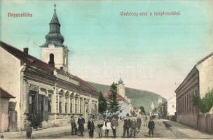 Nagyszőlős, Vynohradiv (Vinohragyiv), Sevlus; Werbőczy utca, templomok, üzlet / street, churches, shop