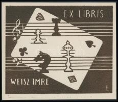 t jelzéssel: Ex libris Weisz Imre, fametszet, papír, 8×9,5 cm