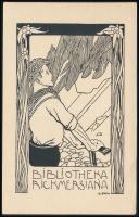 Barth, Otto (1876-1916): Bibliotheka Rickmersiana, fametszet, papír, jelzett a dúcon, 19×12 cm
