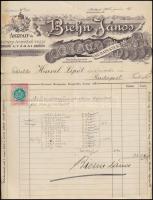 1905 Biehn János aszfalt és kátránytermékek vegyi gyára díszes fejléces számla