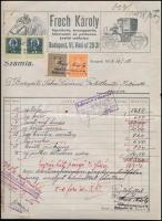 1928 Frech Károly lópatkoló kocsigyártó és pótkocsijavító műhelye díszes fejléces számla