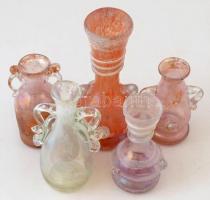Dekoratív vázák, egyik jelzett (Murano), csorba nélkül, m:12-19 cm, összesen:5 db