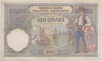 Jugoszlávia 1929. 100D Karadorde vízjel T:III Yugoslavia 1929. 100 Dinara with Karadorde watermark C:F  Krause 29.a