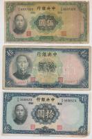 Kína 1936. 5Y + 10Y (2xklf) T:III,III- anyaghiány China 1936. 5 Yüan + 10 Yüan (2xdiff) C:F,VG missing material