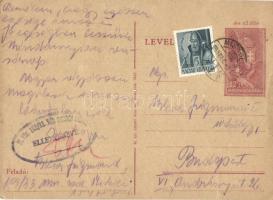 1943 Bleier Zsigmond zsidó KMSZ-nek (közérdekű munkaszolgálatos) 109/33. levele feleségének Bleier Zsigmondnénak a miskolci munkatáborból / WWII Letter of a Jewish labor serviceman to his wife to the labor camp of Miskolc. Judaica (EK)
