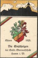 1921 Hamm, Ostern, Die Einjährigen der Städt. Oberrealschule / Coat of arms of the school. Judaica