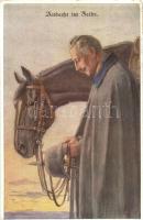 Andacht im Felde / K.u.K. military art postcard with Wilhelm II and his horse. M. Munk Wien Nr. 976. s: Theo. Zasche