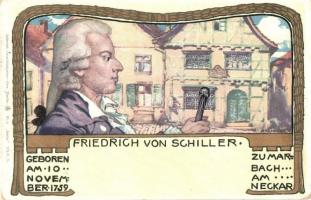 Friedrich von Schiller. Geboren am 10 November 1759 zu Marbach am Neckar. Internal. Ansichtskarten 10. e. Natio VII. A. 3. Art Nouveau s: A. Klingner