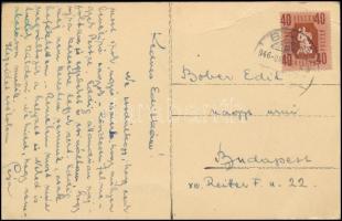 Marich Géza Gordon (1913-1985): Táj. Akvarell,, papír. Jelzett. Kézzel festett képslap, saját kézzel...