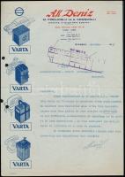 1947 Ak Deniz makina ve elektrik edevati díszes fejléces számla