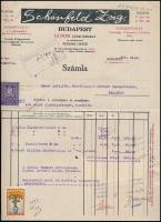 1928 Schönfeld Zsigmond gumigyári lerakat díszes fejléces számla