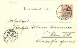 1899 Miskolc, Avas, Erzsébet tér, üzletek, Kossuth szobor. Kiadja Ferenczi B. (fa)