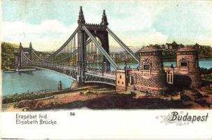 1909 Budapest, Erzsébet híd, litho