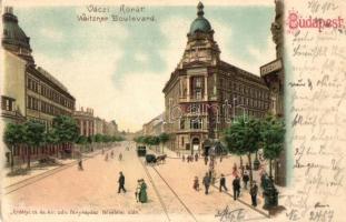 1902 Budapest VI. Váci körút, földalatti vasúti megállóhely, Bazilika, villamos. Erdélyi cs. és kir. udv. fényképész felvételei után. Art Nouveau, litho (EK)