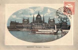 Budapest V. Országház, Parlament, gőzhajó. TCV card (EK)
