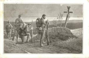 Ein still Gebet dem Freunde hier... / WWI K.u.k. military art postcard. J. Deil XIII. (EB)