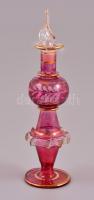 Pink parfümös üveg, aranyozással, sérült pipettával, m: 11,5 cm