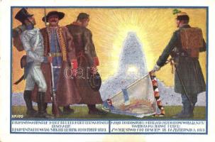 1915 K.u.K. Infanterie-Regiment Ritter von Pino Nr. 40. Regimentswaffenruf, Regimentsgedenktag 1913. / K.u.k. military art postcard. Gerold  s: R. Fuchs  (fl)