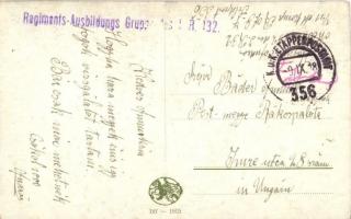 Vizsgálat / Inspektion / WWI K.u.k. military art postcard + Regiments-Ausbildungs Grupp. I.R. 132. K...