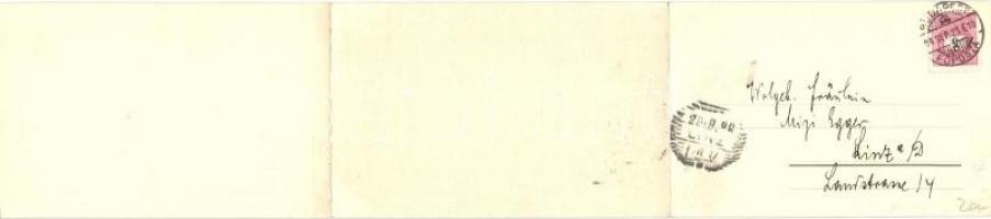 1898 Budapest I. látkép. kihajtható 3-részes panorámalap: Lánchíd, Margit híd, Parlament, Bazilika, ...