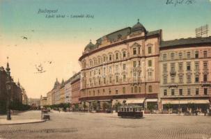 1911 Budapest XIII. Lipót körút, villamos, gyógyszertár, Café Vígszínház kávéház. Dr. Trenkler és Társa (EK)