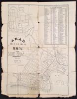 1909 Arad szab. kir. város térképe, kiadja: Klein és Ingusz, szakadásokkal, 59×47 cm